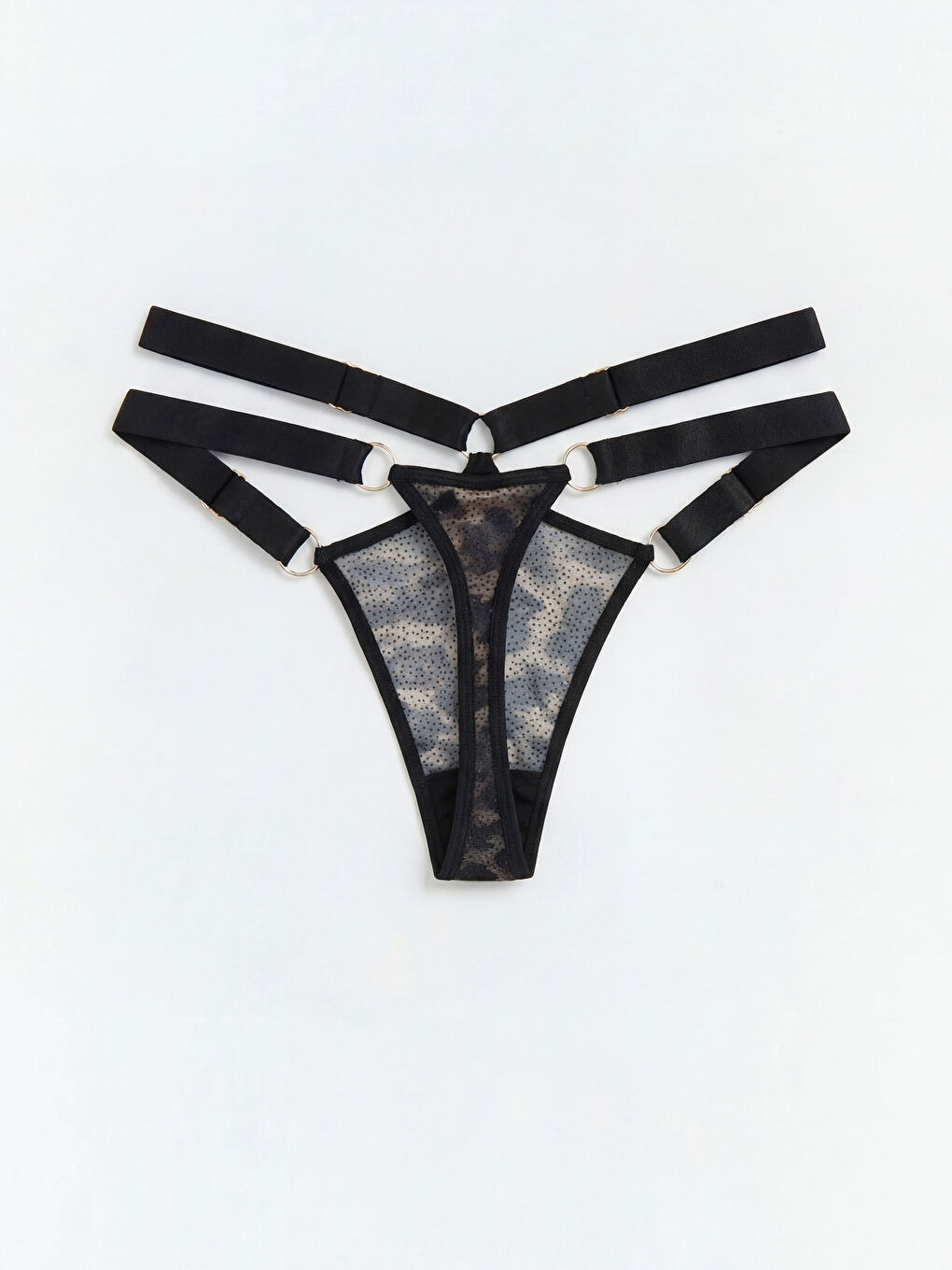 Kahverengi Leopar Desenli Fantezi Tanga Külot-1