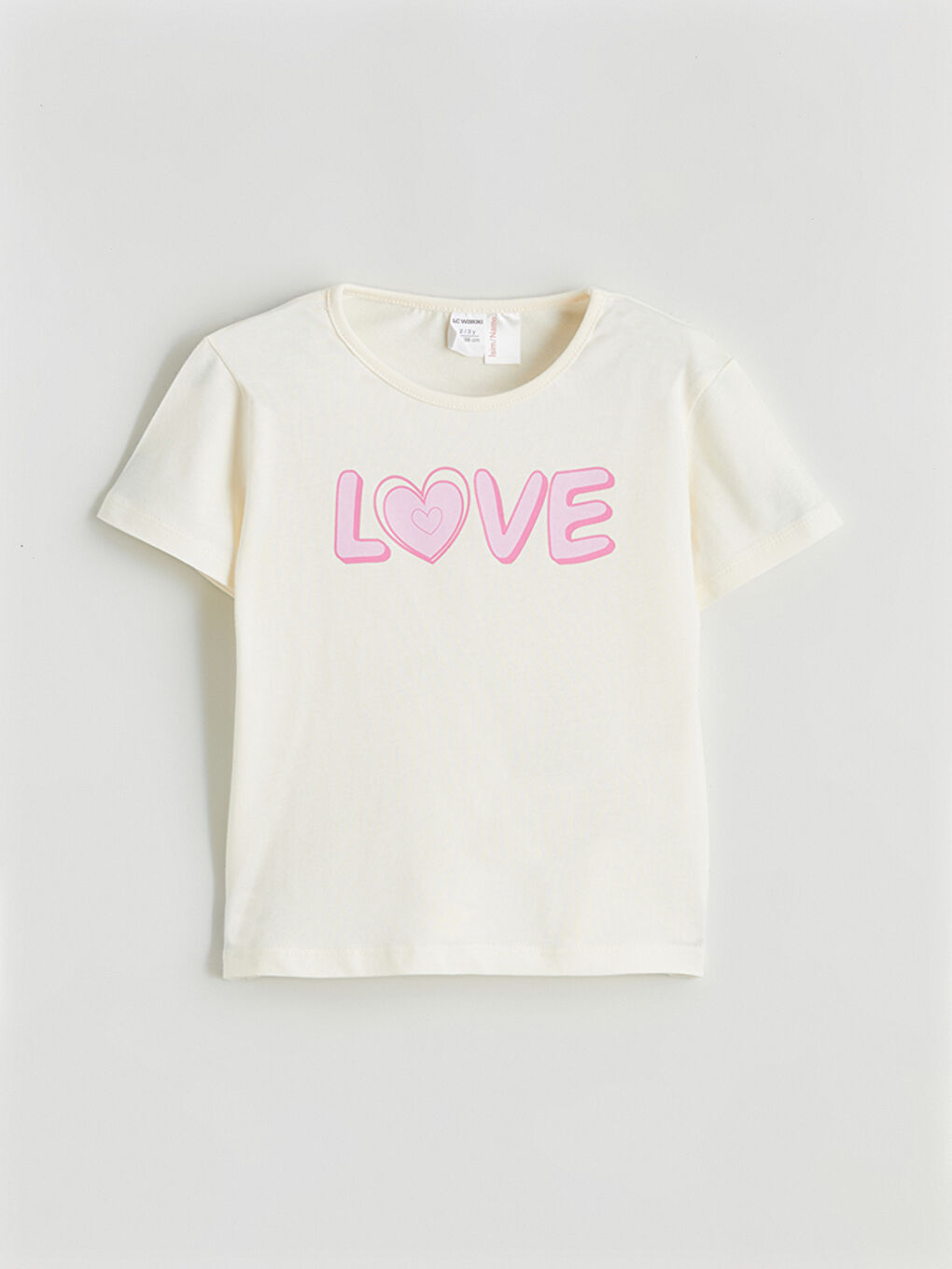 Ekru Baskılı Kız Çocuk Tişört ve Tayt-1