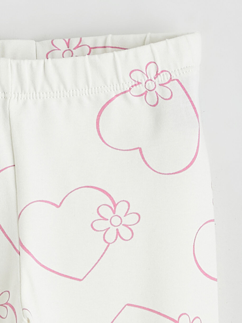 Ekru Kalp Baskılı Kız Çocuk Tişört ve Tayt-2