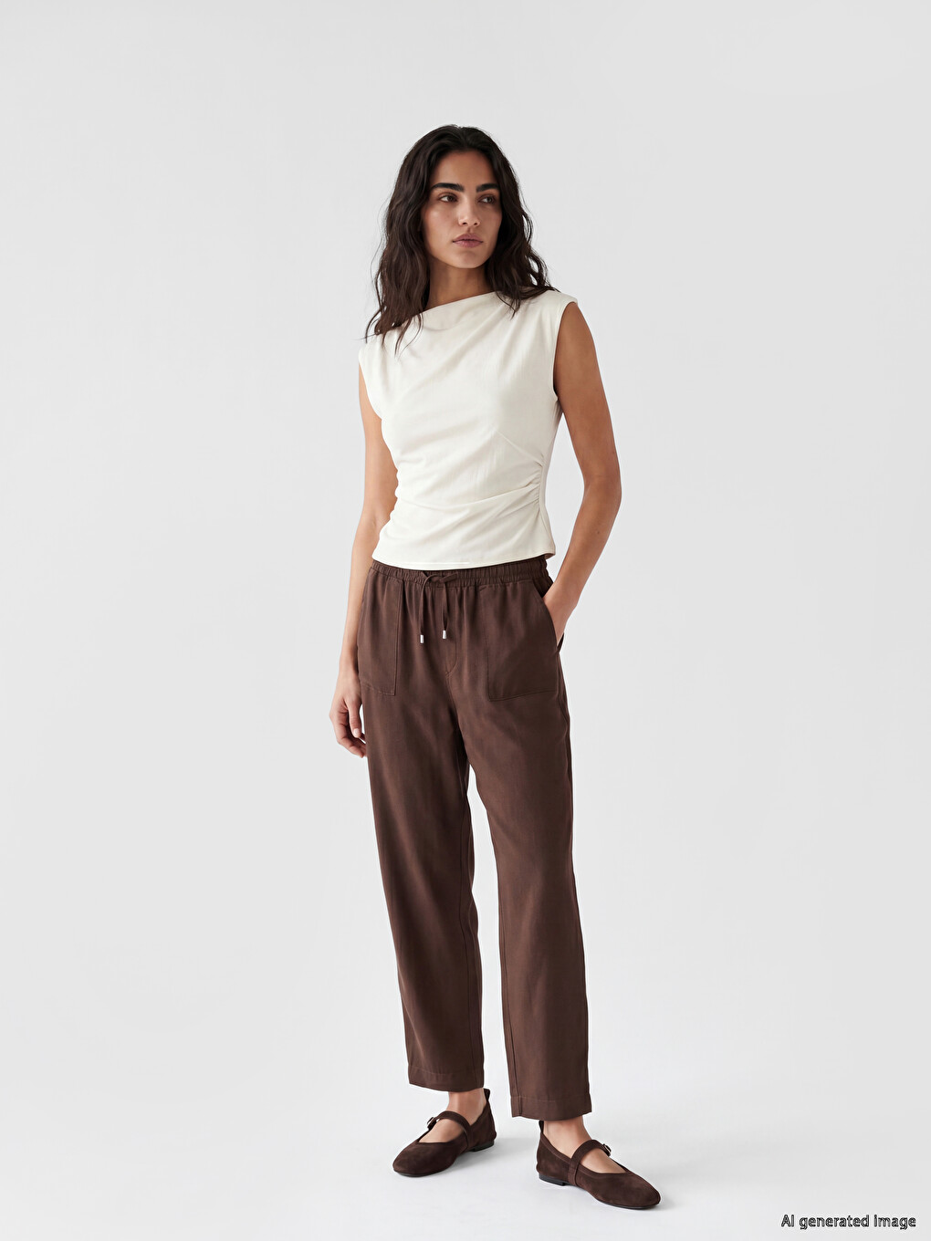 Jean Femme Coupe Carotte À Taille Élastiquée