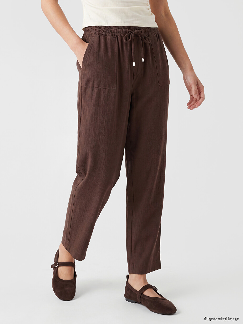 Jean Femme Coupe Carotte À Taille Élastiquée-1