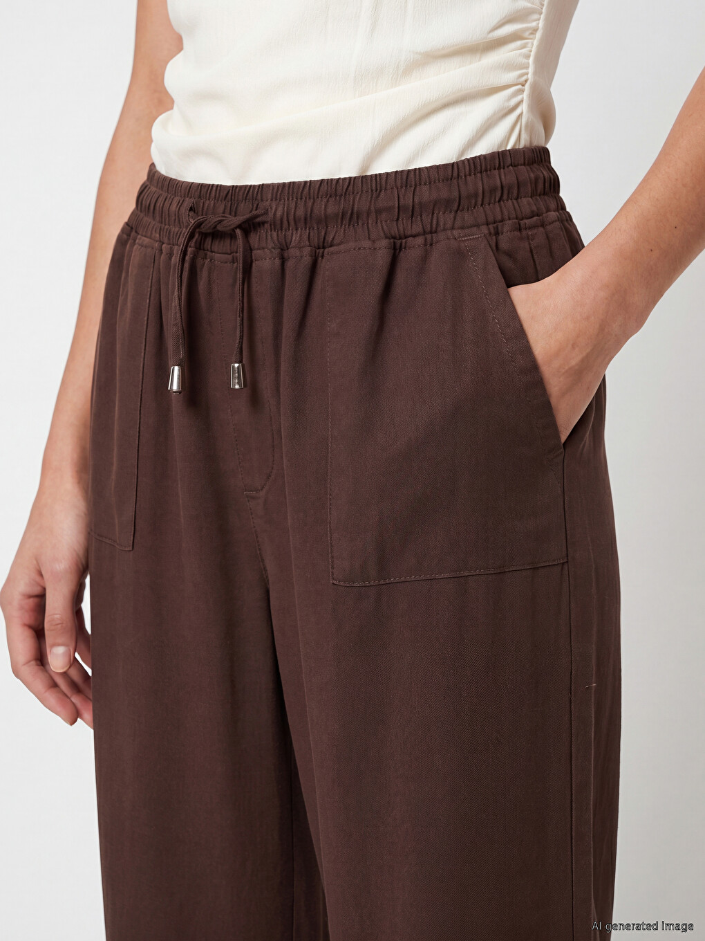 Jean Femme Coupe Carotte À Taille Élastiquée-2