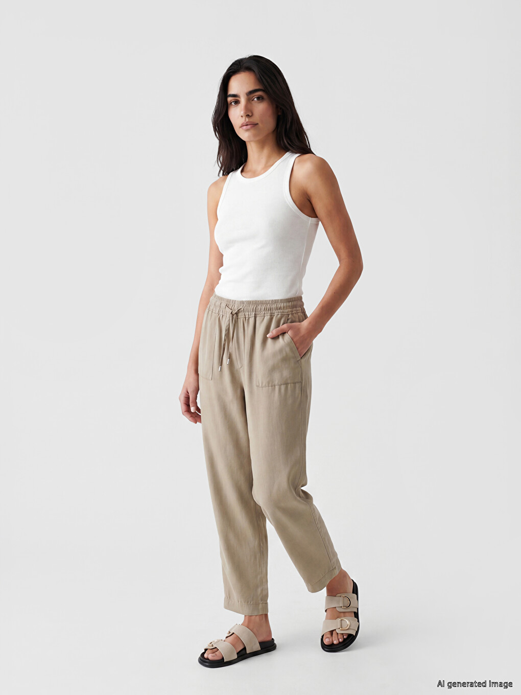 Jean Femme Coupe Carotte À Taille Élastiquée