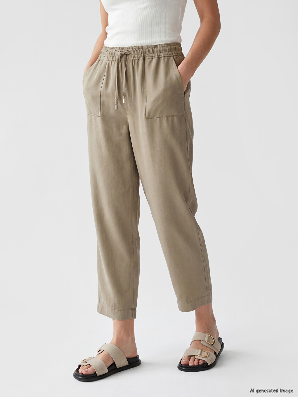 Jean Femme Coupe Carotte À Taille Élastiquée-1