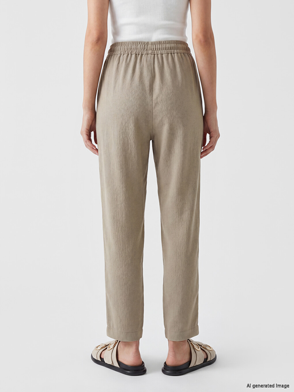 Jean Femme Coupe Carotte À Taille Élastiquée-3