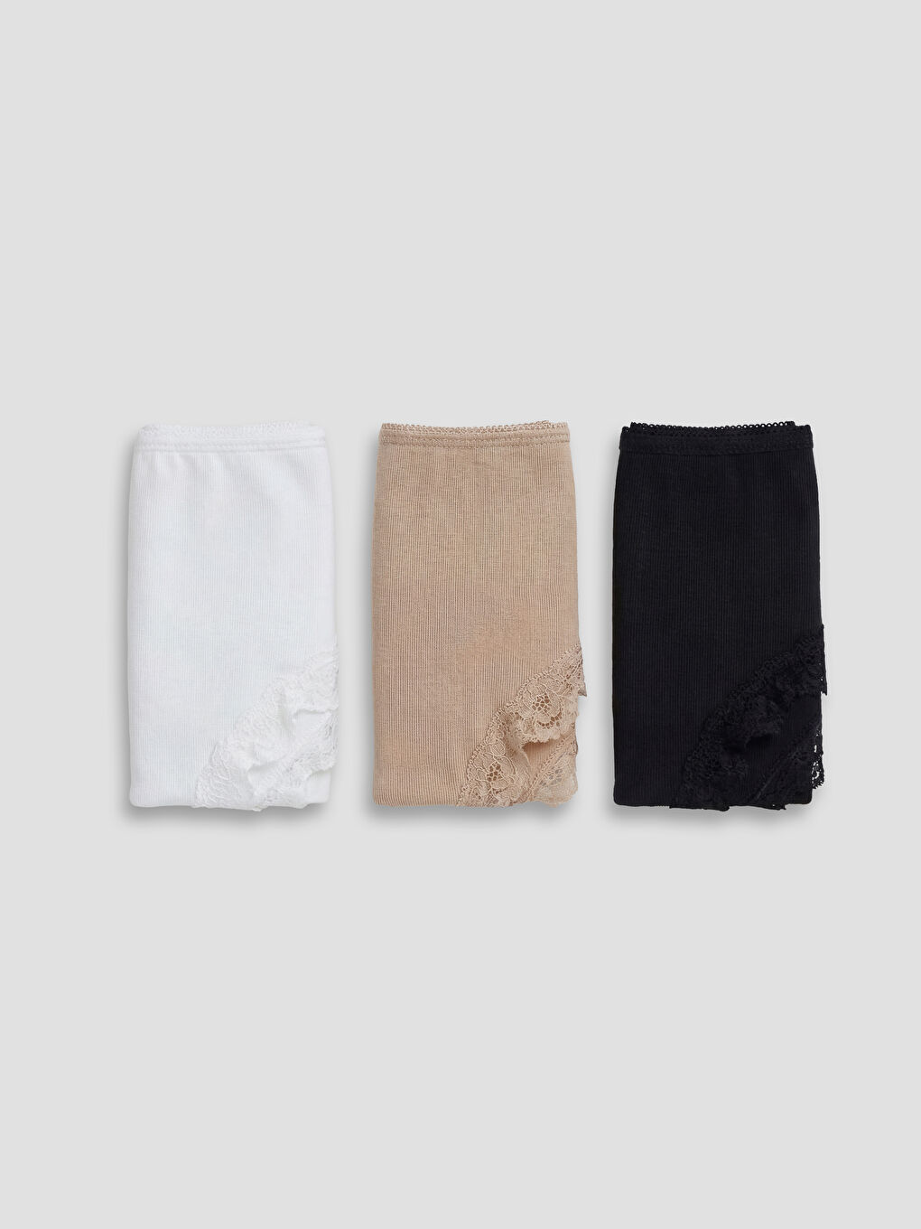 Pembe Dantelli Brazilian Külot 3'lü-2