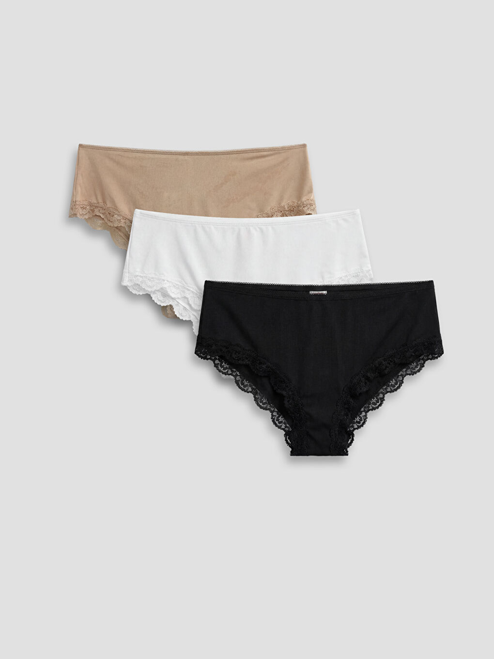 Pembe Dantelli Brazilian Külot 3'lü-1