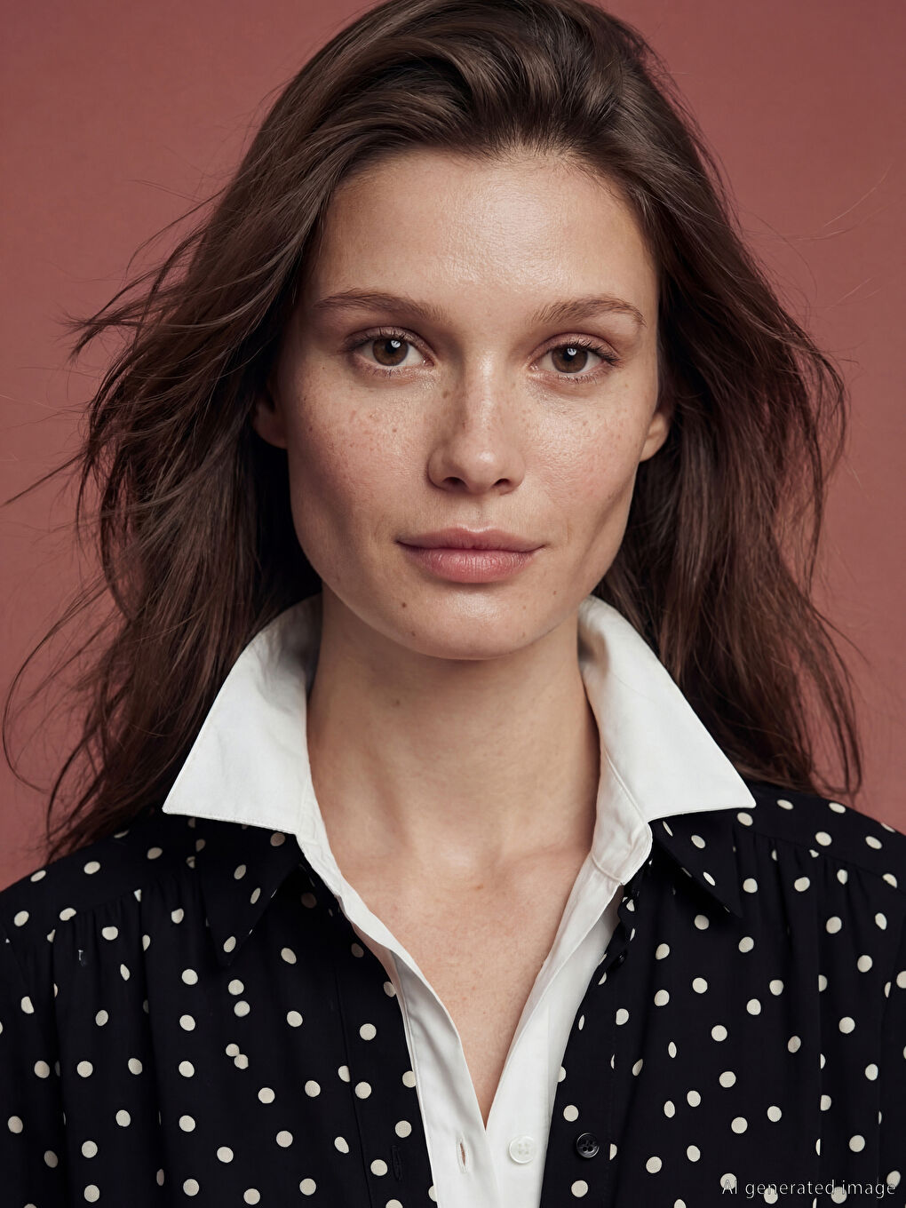 Siyah Puantiyeli Poplin Kadın Gömlek