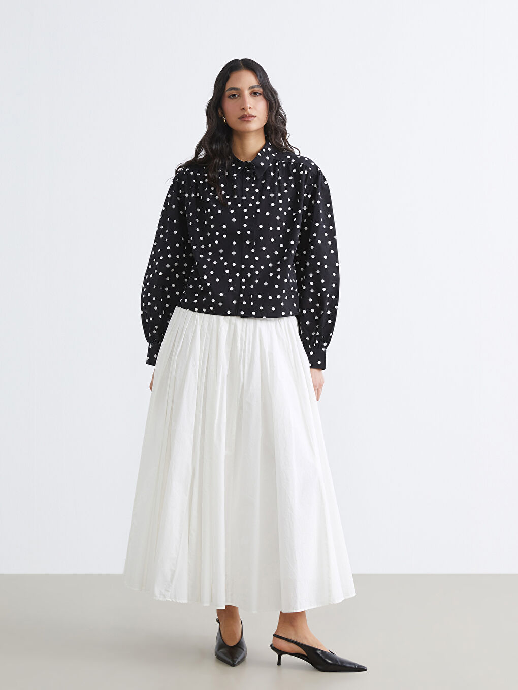 Polka Dot Poplin Women's Shirt-1