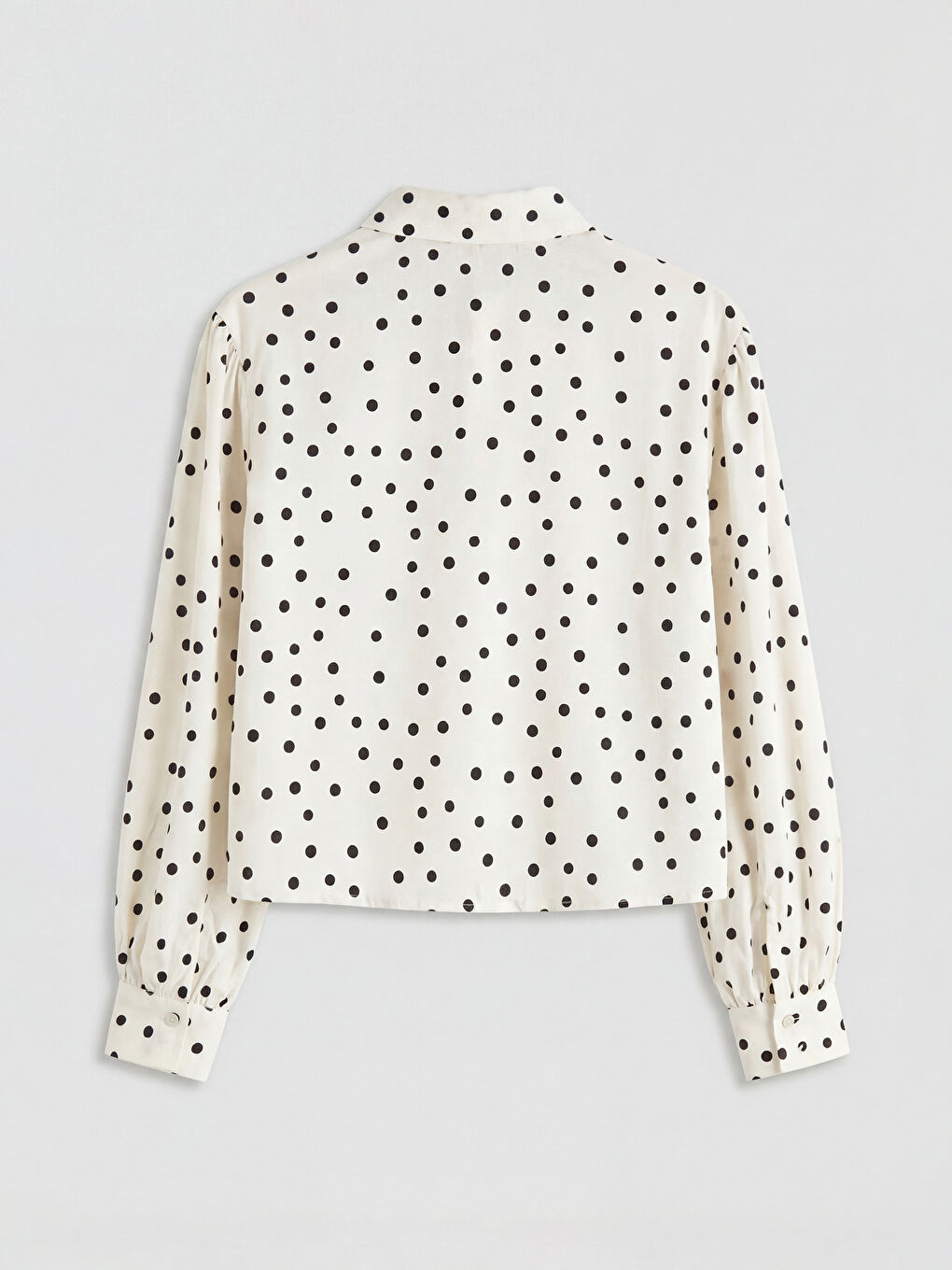 Beyaz Puantiyeli Poplin Kadın Gömlek-1