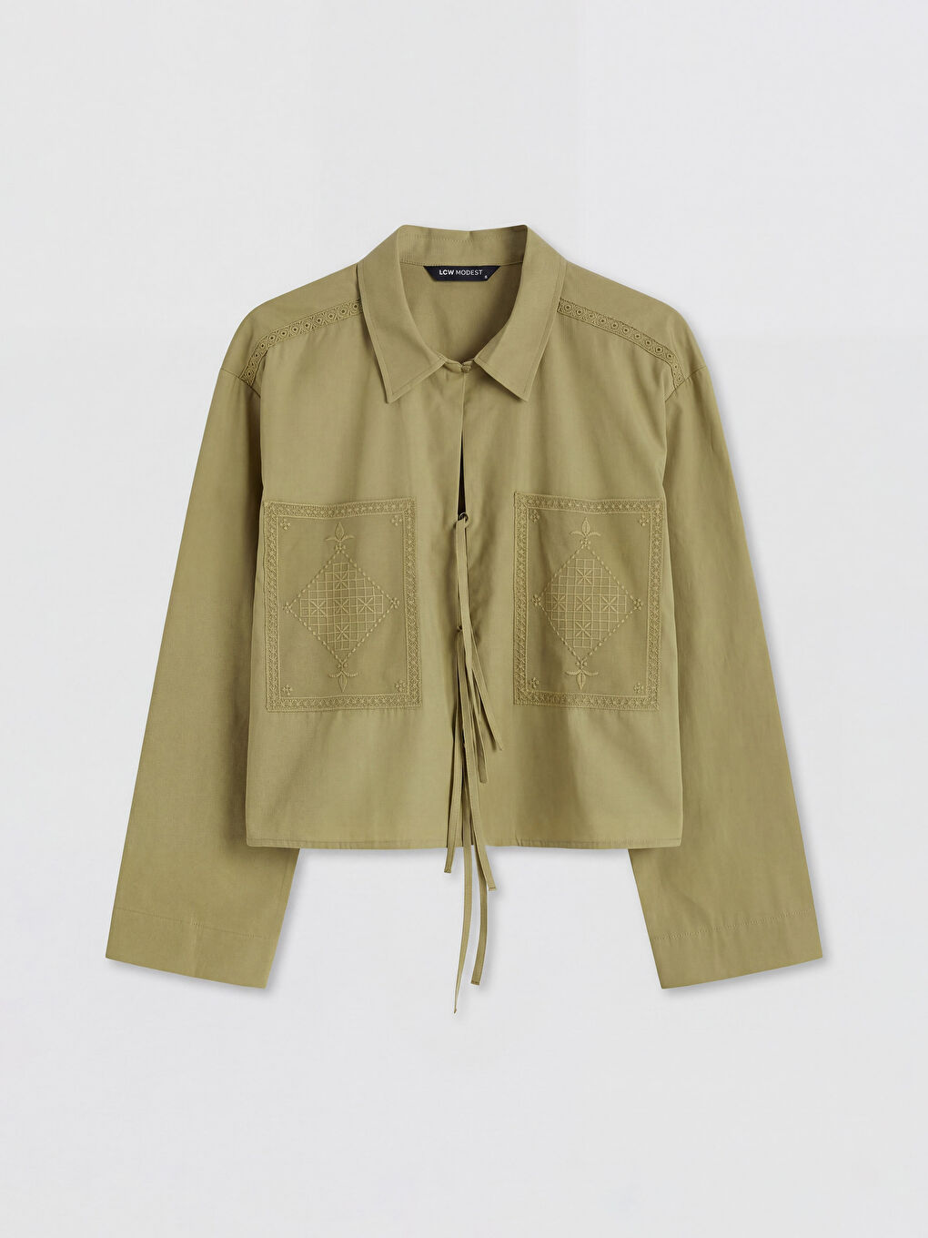 Yeşil Nakışlı Kadın Gömlek