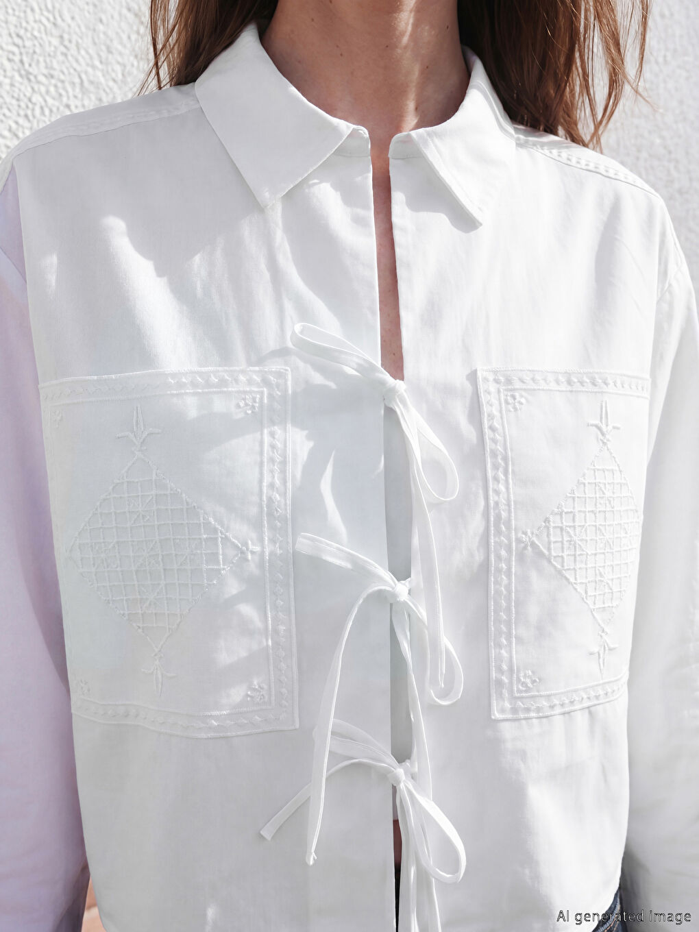 Embroidered Poplin Women's Shirt-3