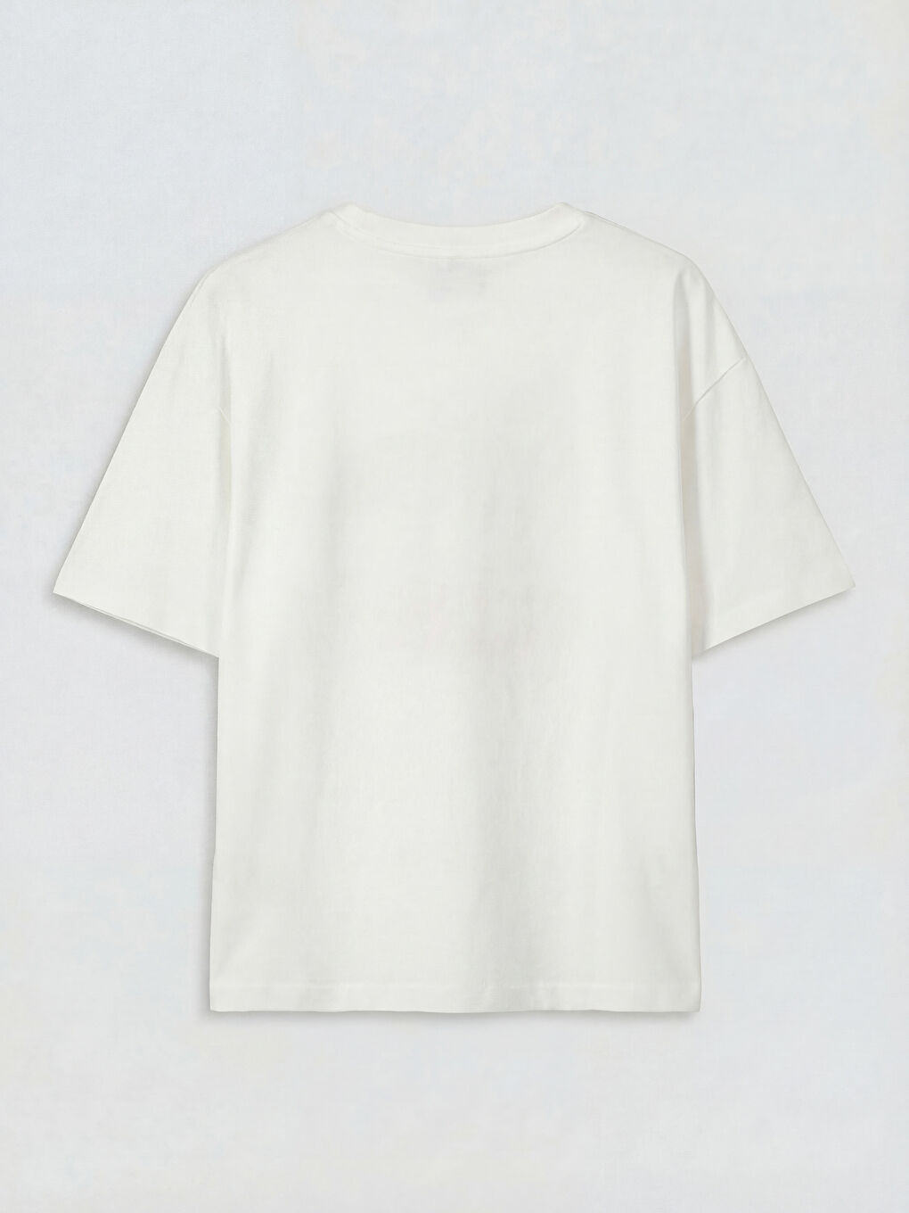 Ekru Bisiklet Yaka Kısa Kollu Baskılı Kız Çocuk Tişört-1