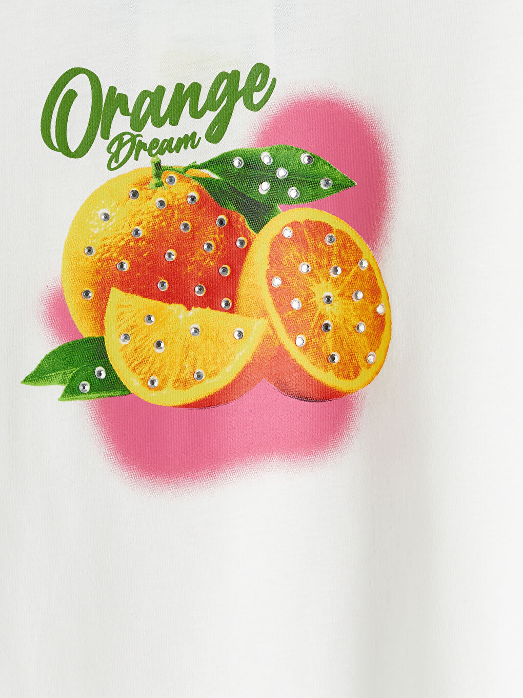 Ekru Bisiklet Yaka Kısa Kollu Baskılı Kız Çocuk Tişört-2