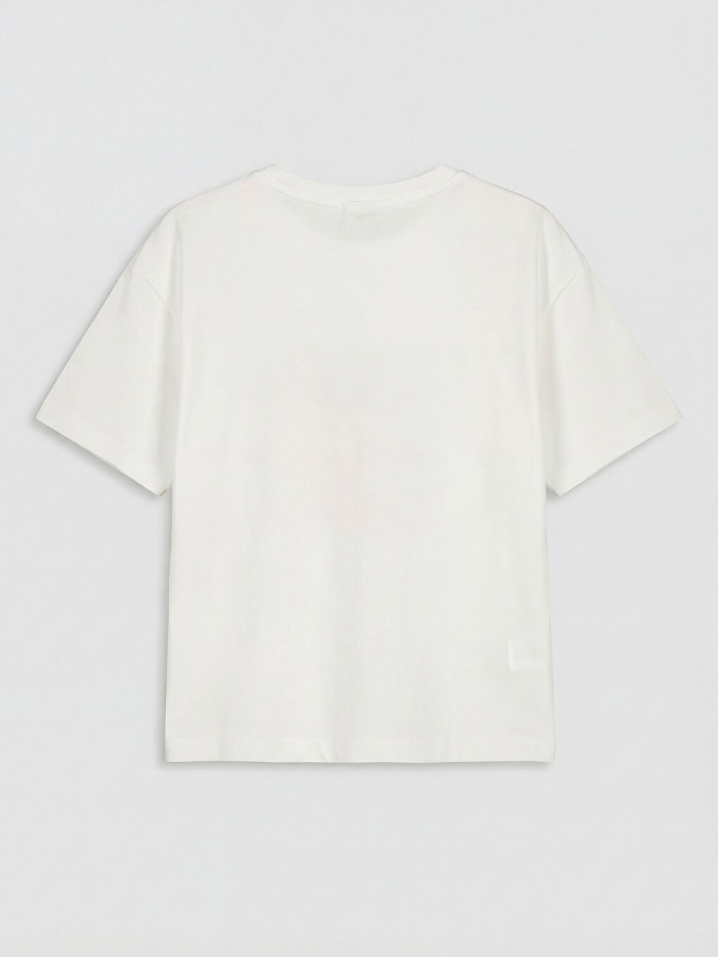 Ekru Bisiklet Yaka Baskılı Kız Çocuk Tişört-1