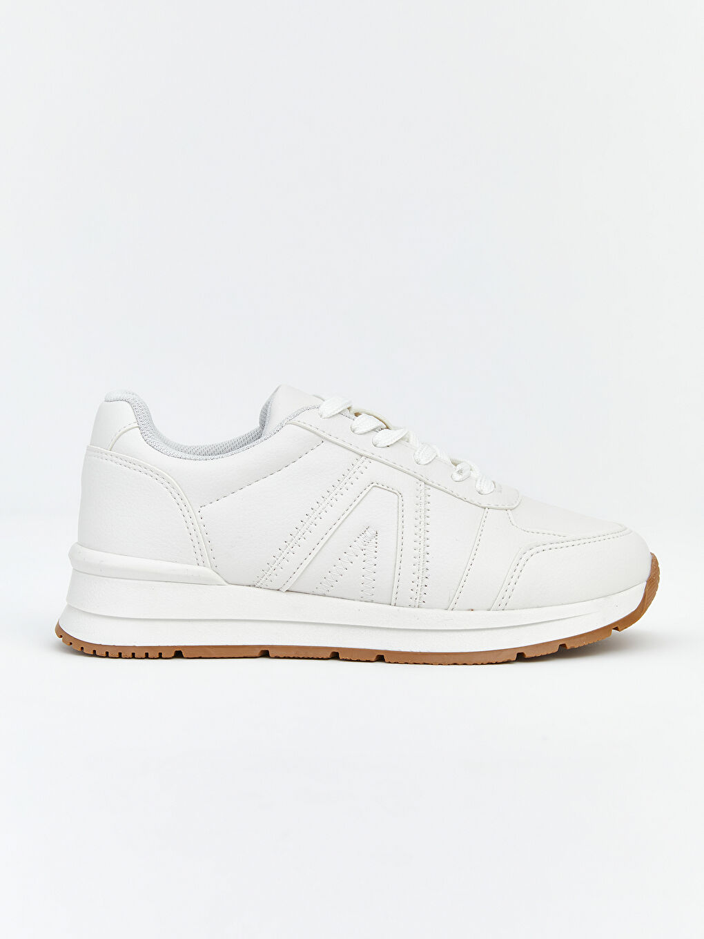 Beyaz Bağcıklı Kalın Tabanlı Spor Ayakkabı-1