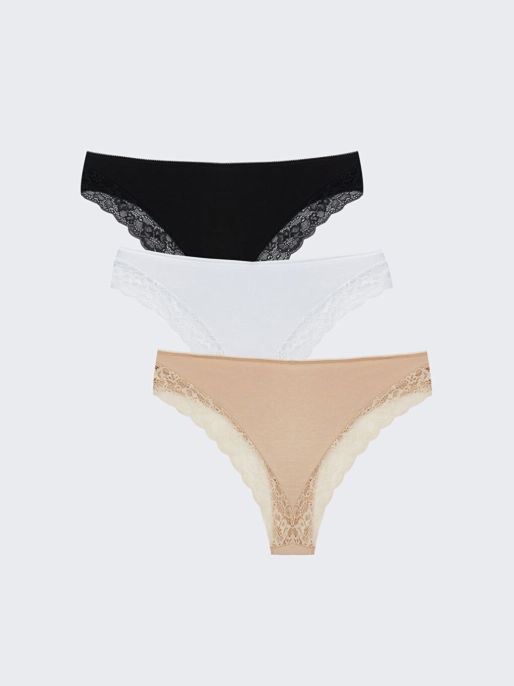 Siyah Dantel Detaylı Brazilian Külot 3'lü-1