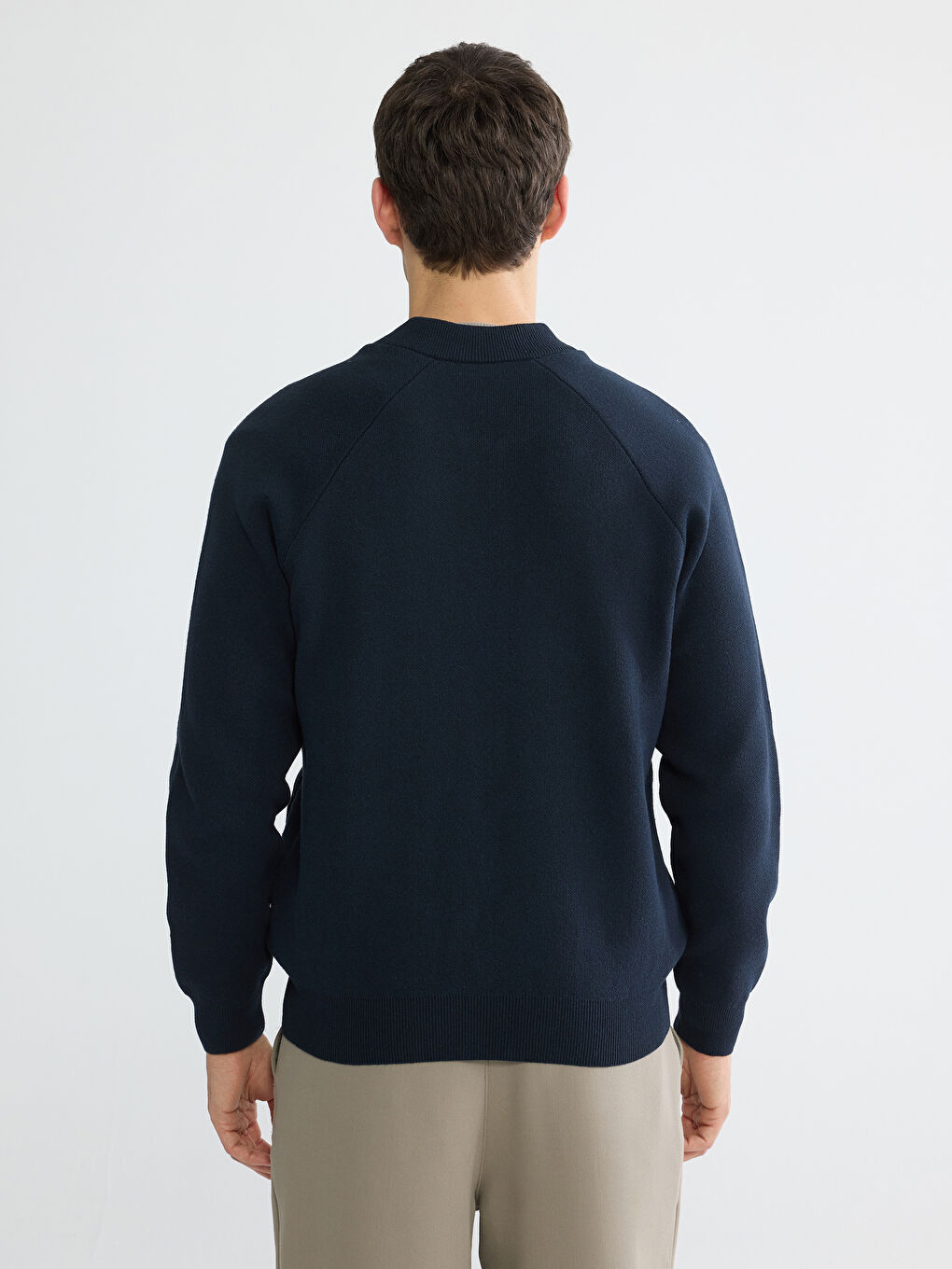 Lacivert Standart Kalıp Kolej Yaka Erkek Triko Hırka-3