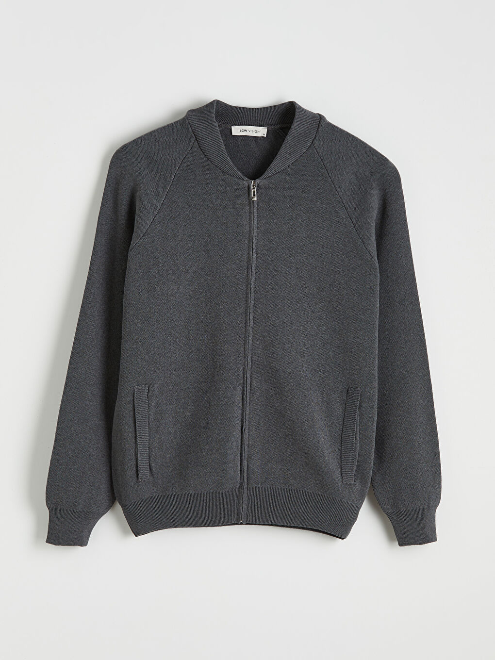 Antrasit Standart Kalıp Kolej Yaka Erkek Triko Hırka