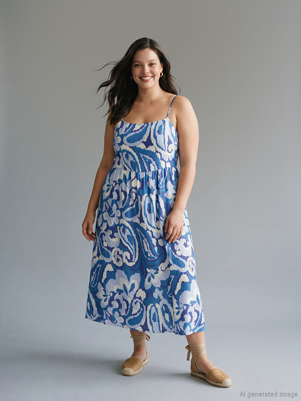 Φόρεμα Μεγάλα Μεγέθη Με Τετράγωνο Γιακά Και Τιράντες