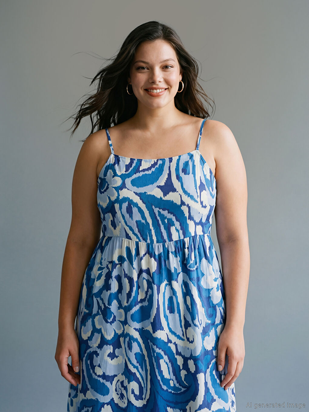 Φόρεμα Μεγάλα Μεγέθη Με Τετράγωνο Γιακά Και Τιράντες-1