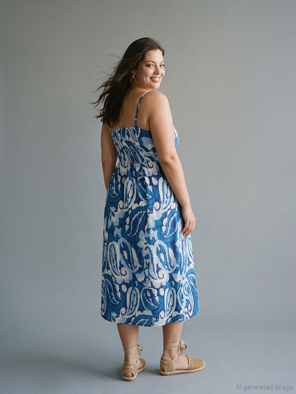 Φόρεμα Μεγάλα Μεγέθη Με Τετράγωνο Γιακά Και Τιράντες-2