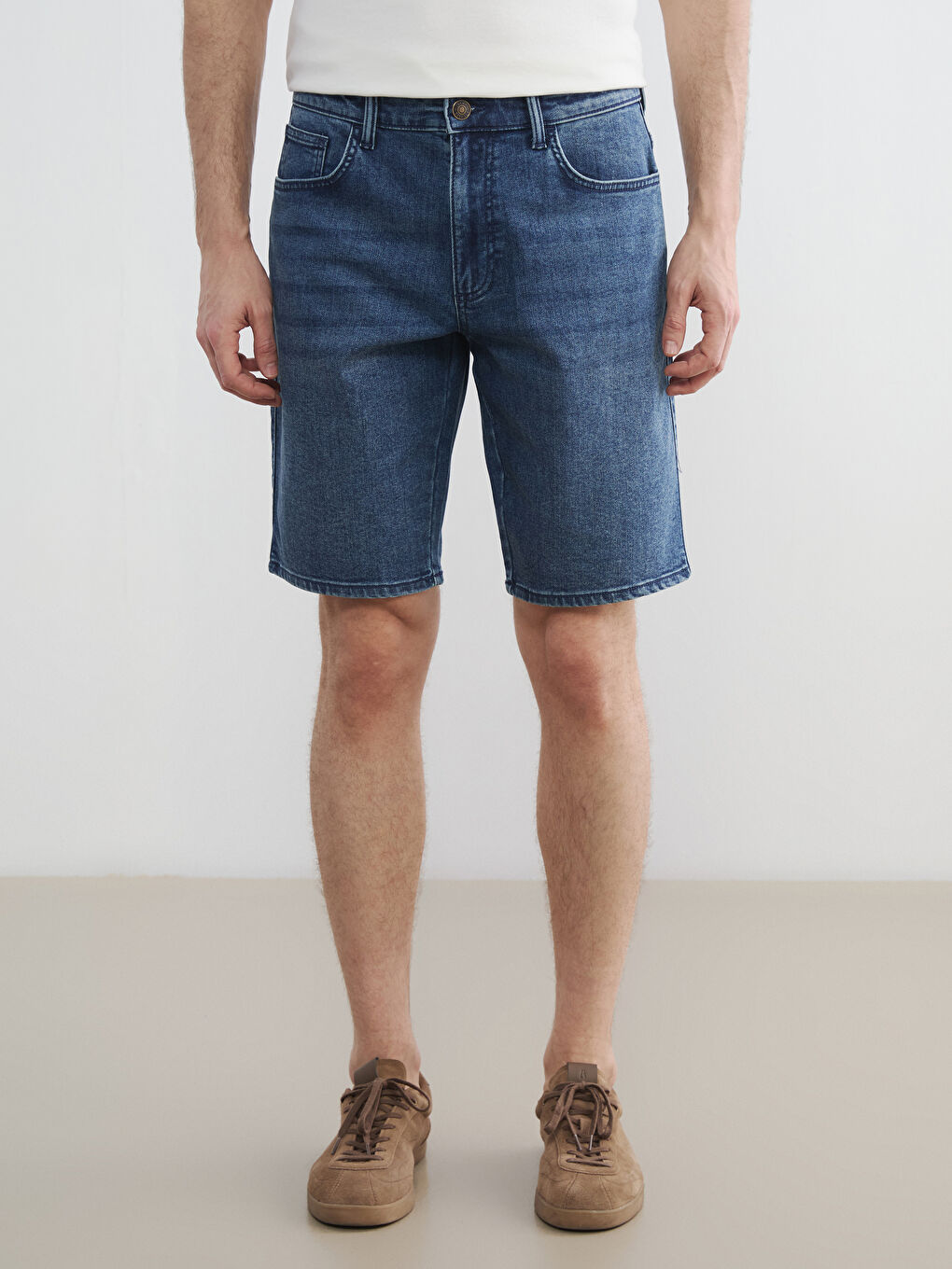 Pantaloni scurți din denim ALBASTRU Bărbat-1