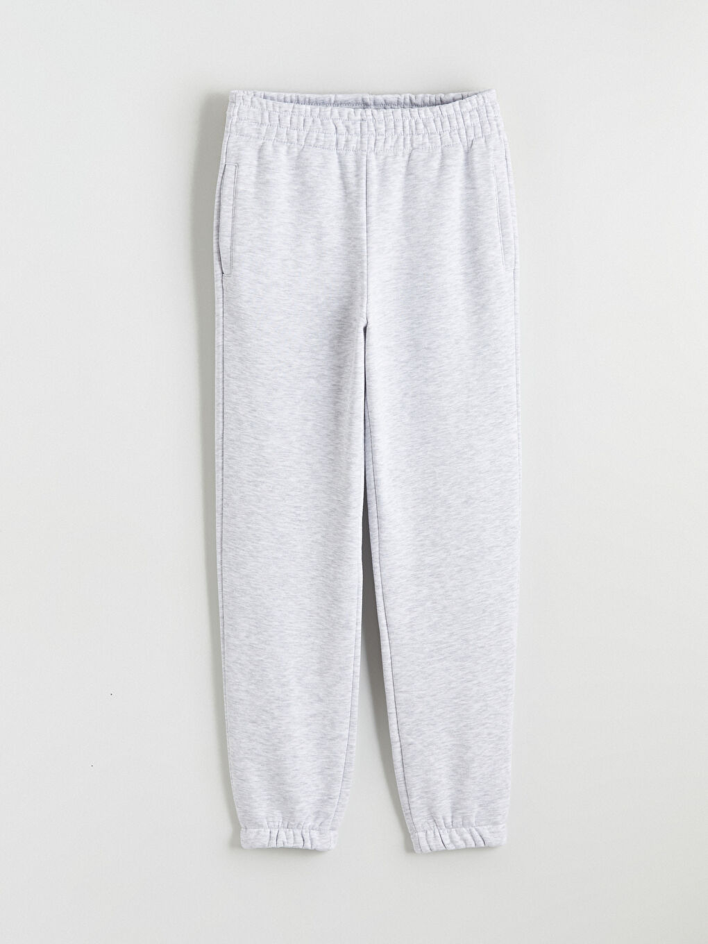 Gri Beli Lastikli Kadın Kalın Jogger Eşofman Altı-4