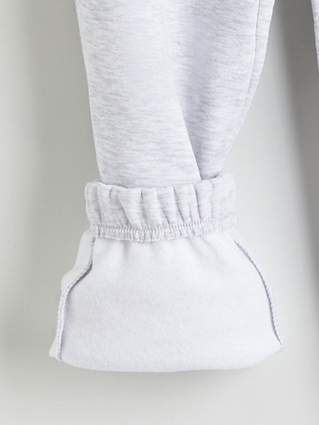 Gri Beli Lastikli Kadın Kalın Jogger Eşofman Altı-6