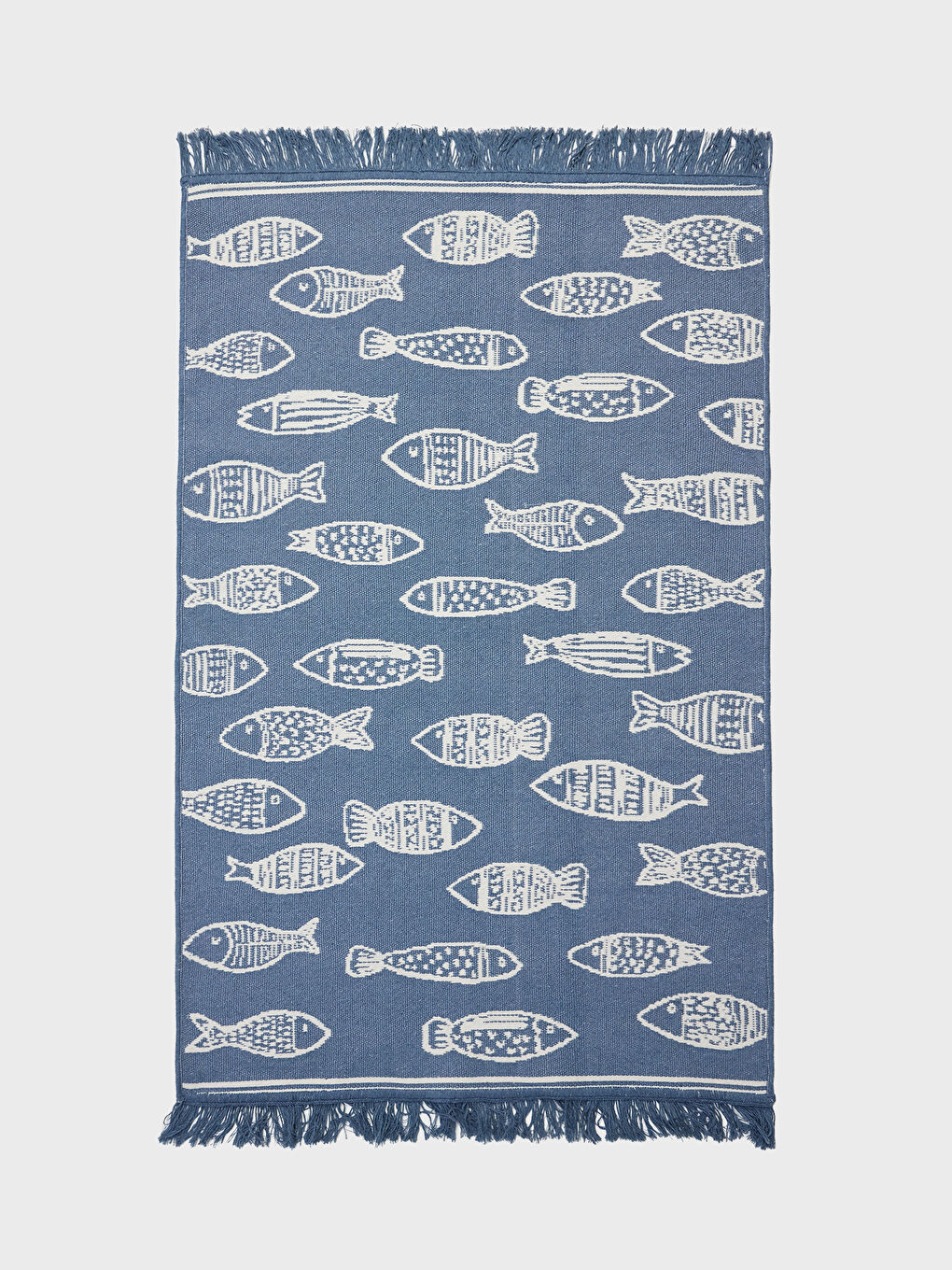 Mavi Balık Desenli Halı 80x140 cm-2