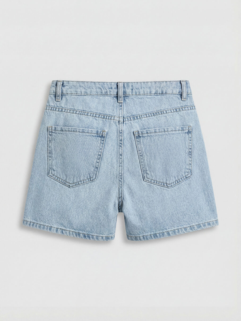 İndigo Yüksek Bel Kadın Jean Şort Etek-5