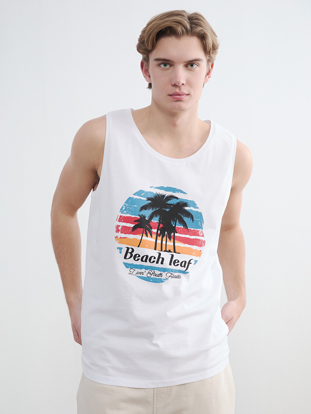 Crew Neck Florida Printed Men's Sleeveless T-shirt-1