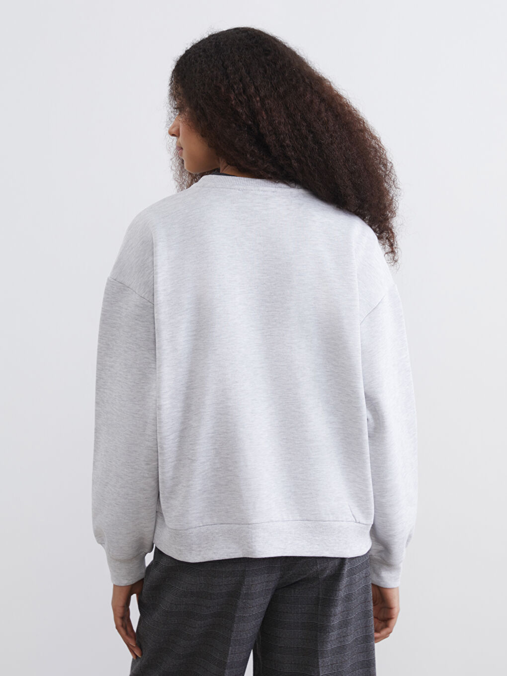 Gri NYC Baskılı Oversize Kadın Sweatshirt-3