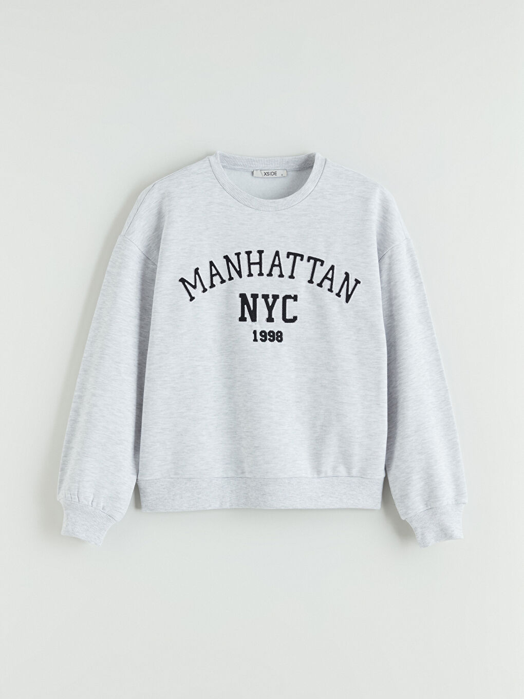 Gri NYC Baskılı Oversize Kadın Sweatshirt-4