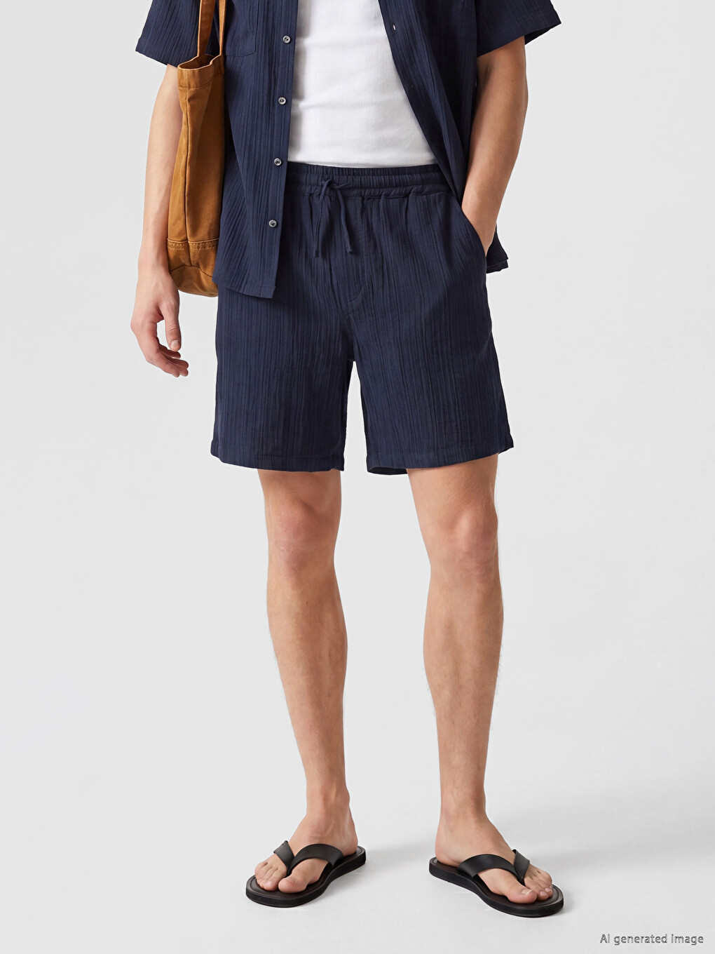 Pantaloni Scurți Bărbați Croială Relaxată Șifonat