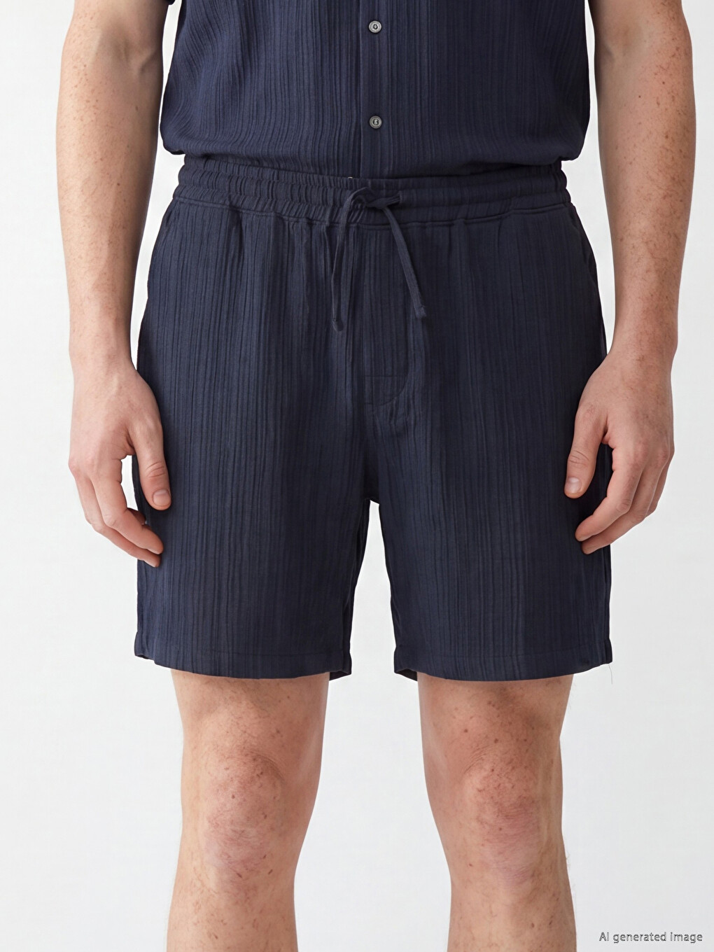 Pantaloni Scurți Bărbați Croială Relaxată Șifonat-2