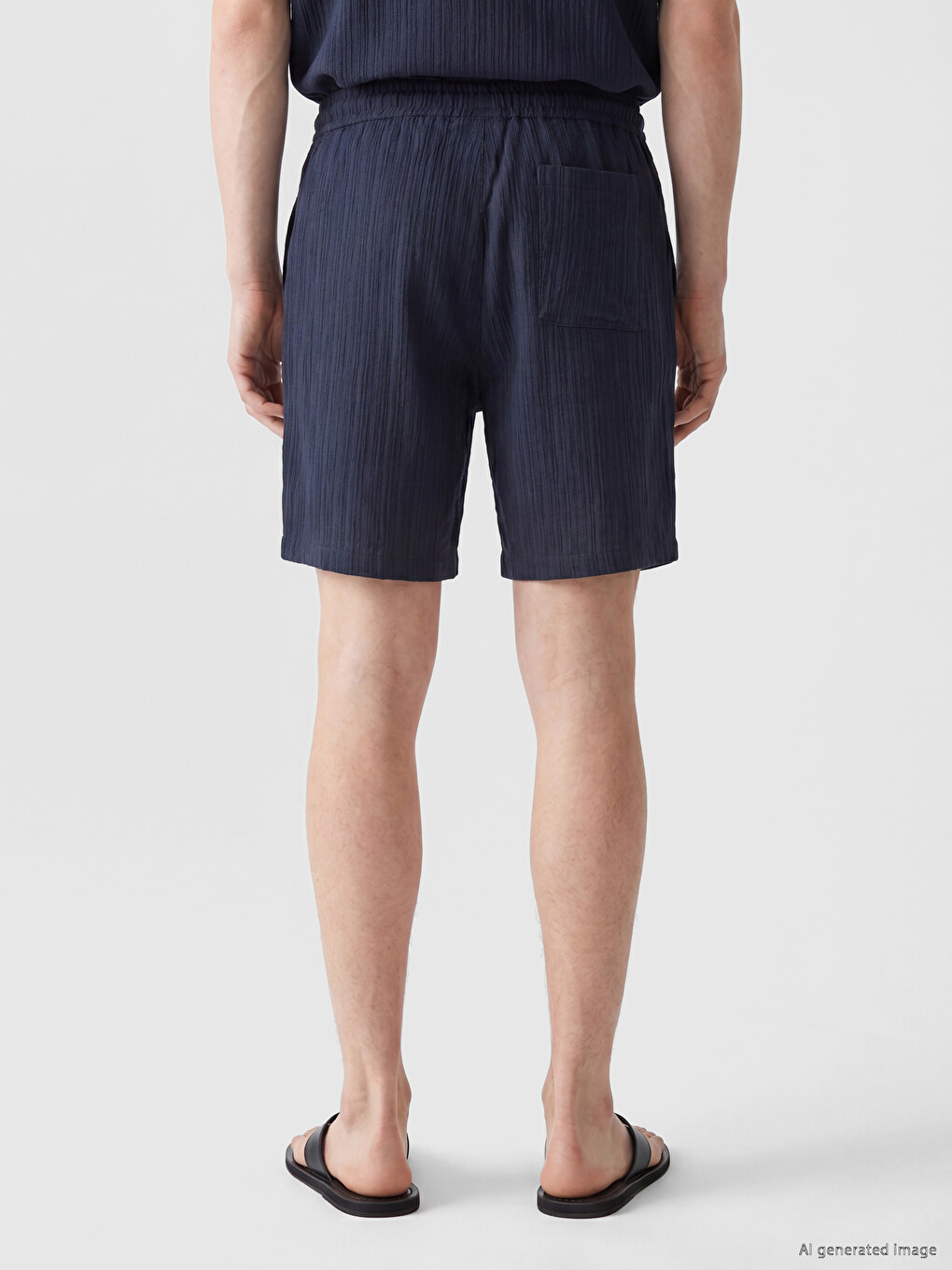 Pantaloni Scurți Bărbați Croială Relaxată Șifonat-3