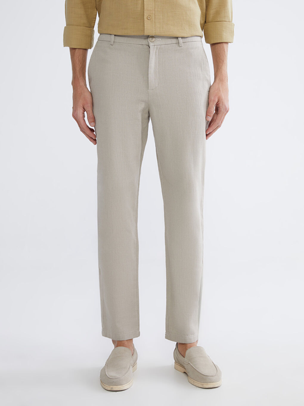 Bej Standart Fit Erkek Pantolon-1