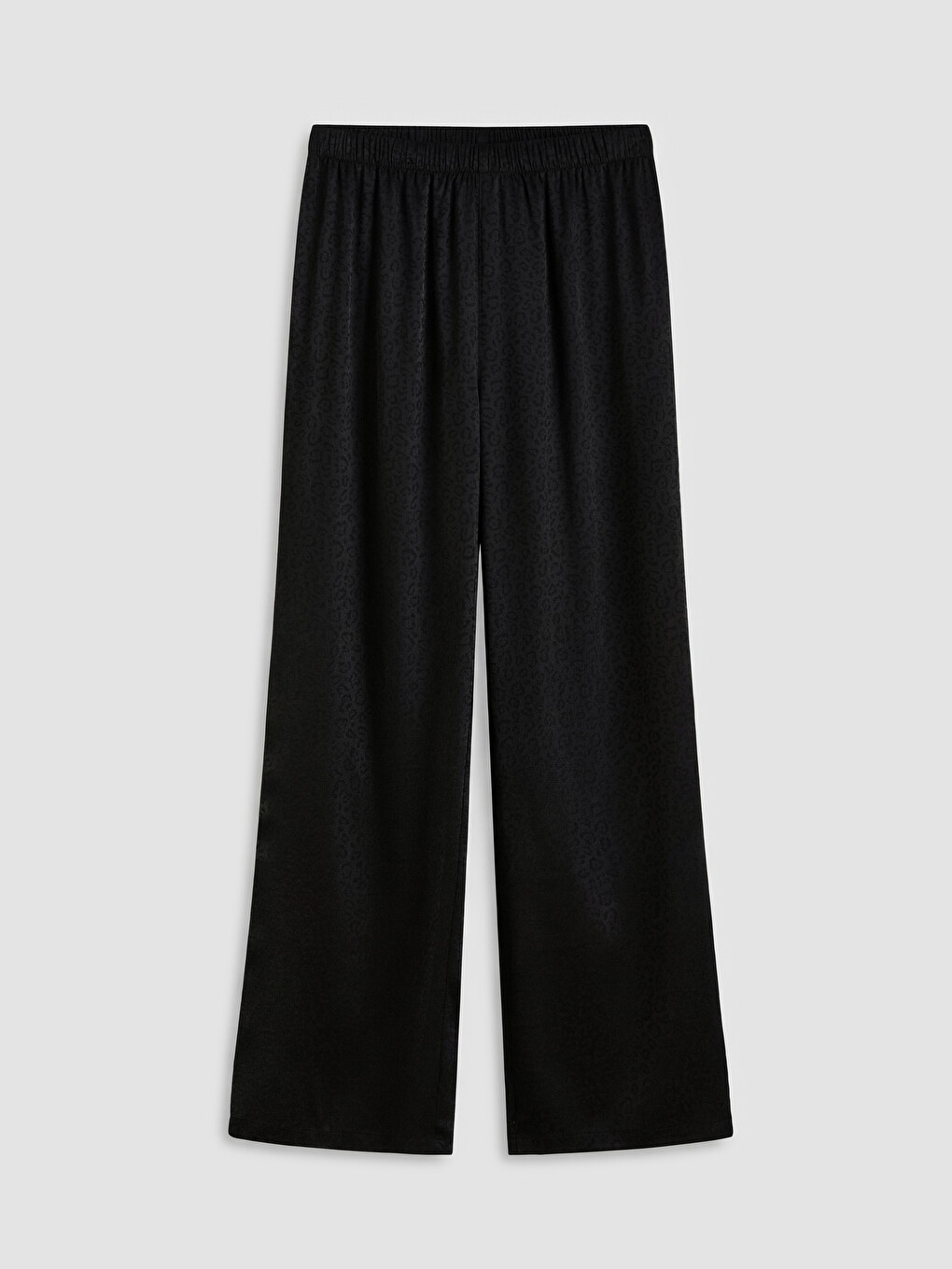 Siyah Desenli Kadın Saten Pijama Takım-6
