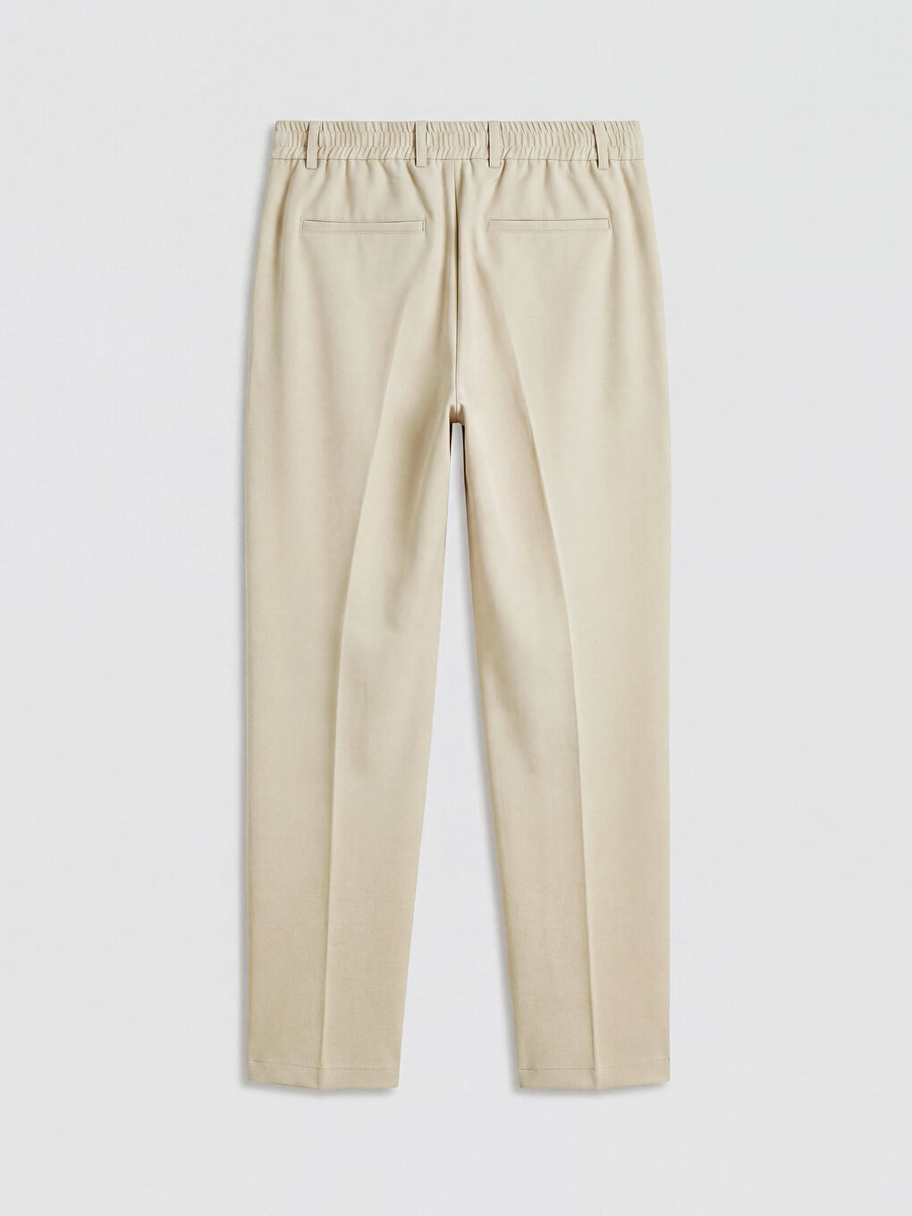 Bej Standart Kalıp Poliviskon Pileli Erkek Pantolon-1