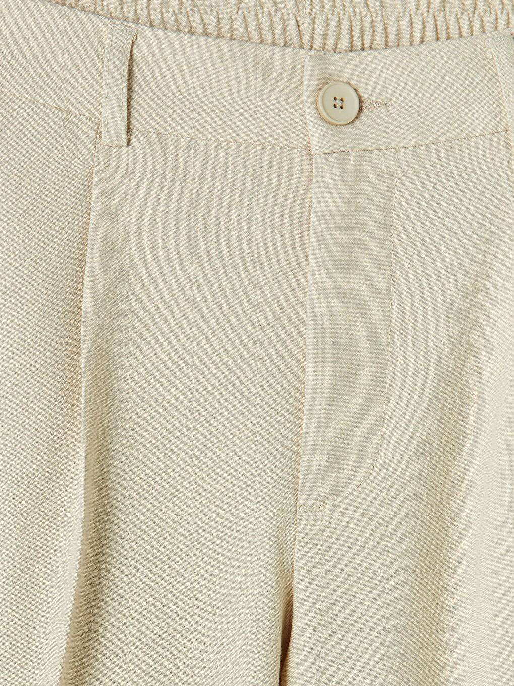 Bej Standart Kalıp Poliviskon Pileli Erkek Pantolon-2