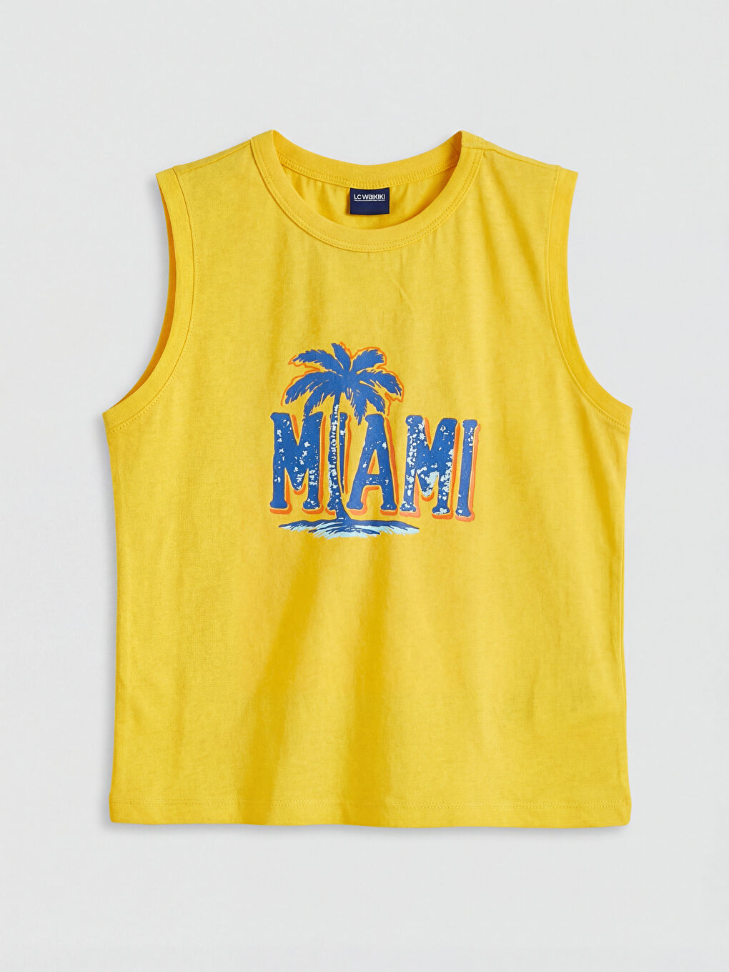 Sarı Bisiklet Yaka Miami Baskılı Erkek Çocuk Atlet