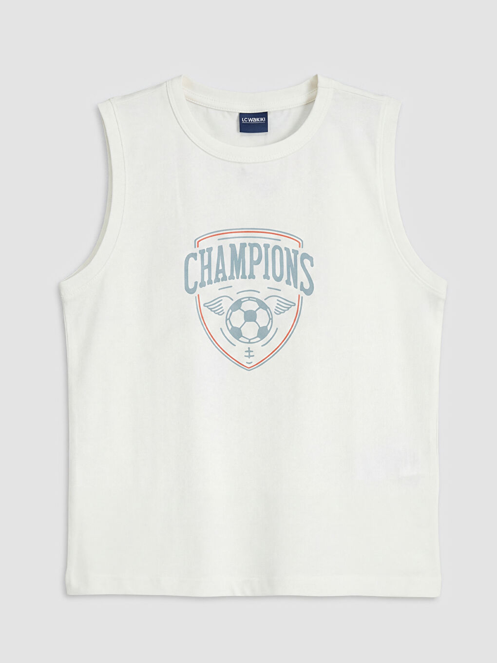 Ekru Bisiklet Yaka Baskılı Erkek Çocuk Atlet