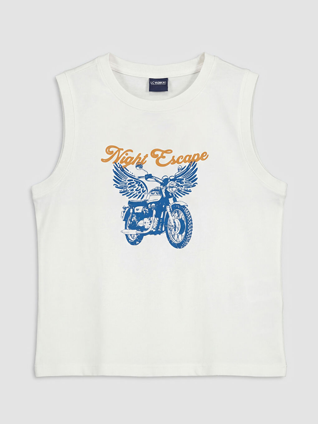 Ekru Bisiklet Yaka Baskılı Erkek Çocuk Atlet