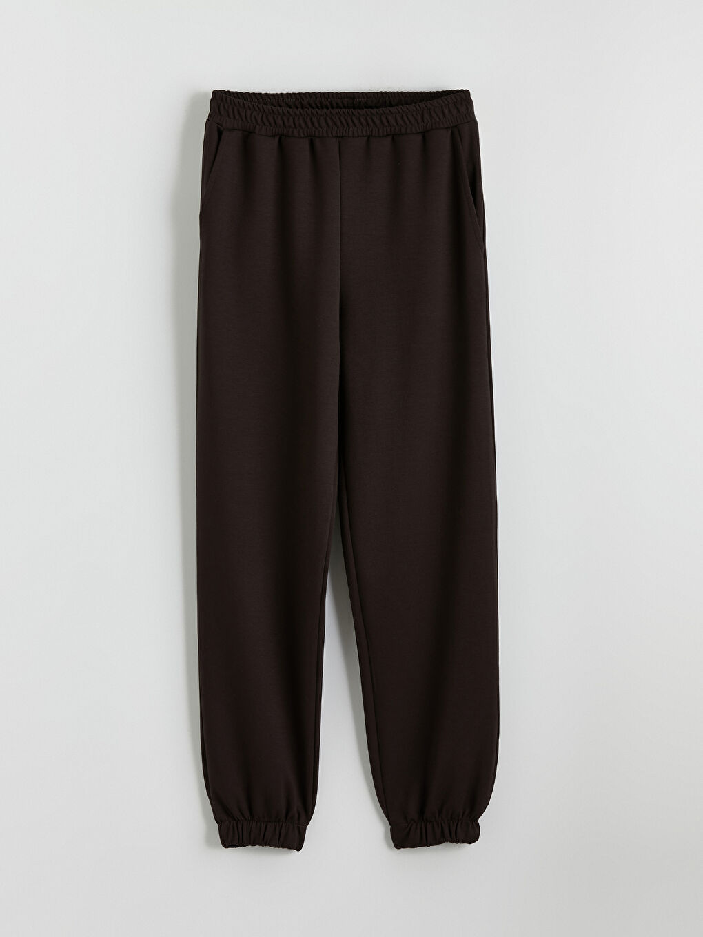 Kahverengi Beli Lastikli Soft Touch Kadın Jogger Eşofman Altı	-4