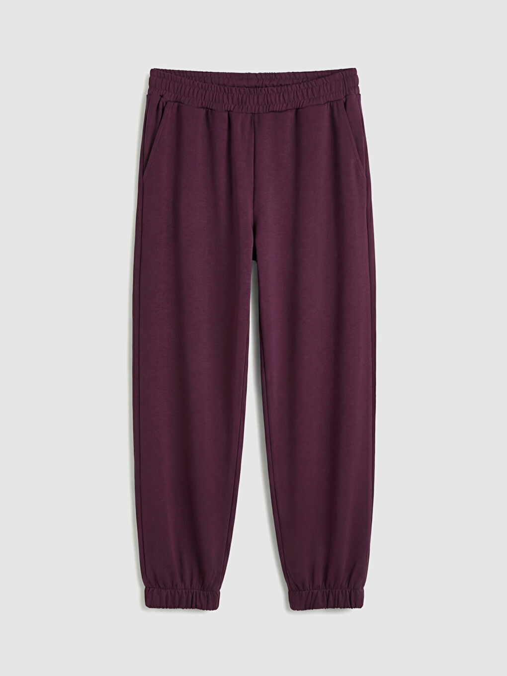Bordo Beli Lastikli Soft Touch Kadın Jogger Eşofman Altı