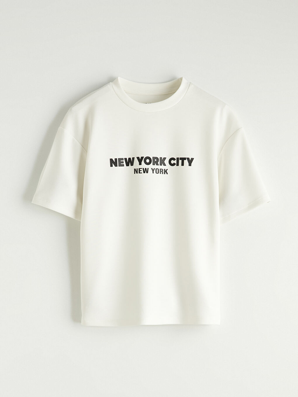 Ekru New York Baskılı Soft Touch Kadın Tişört