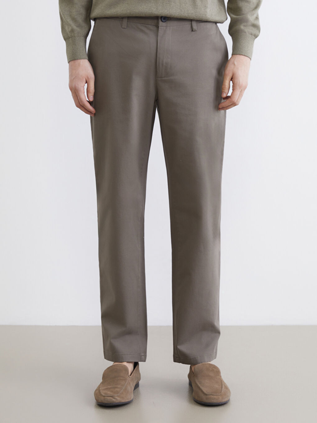 Standard Fit Dobby Fabric Men's Trousers-1