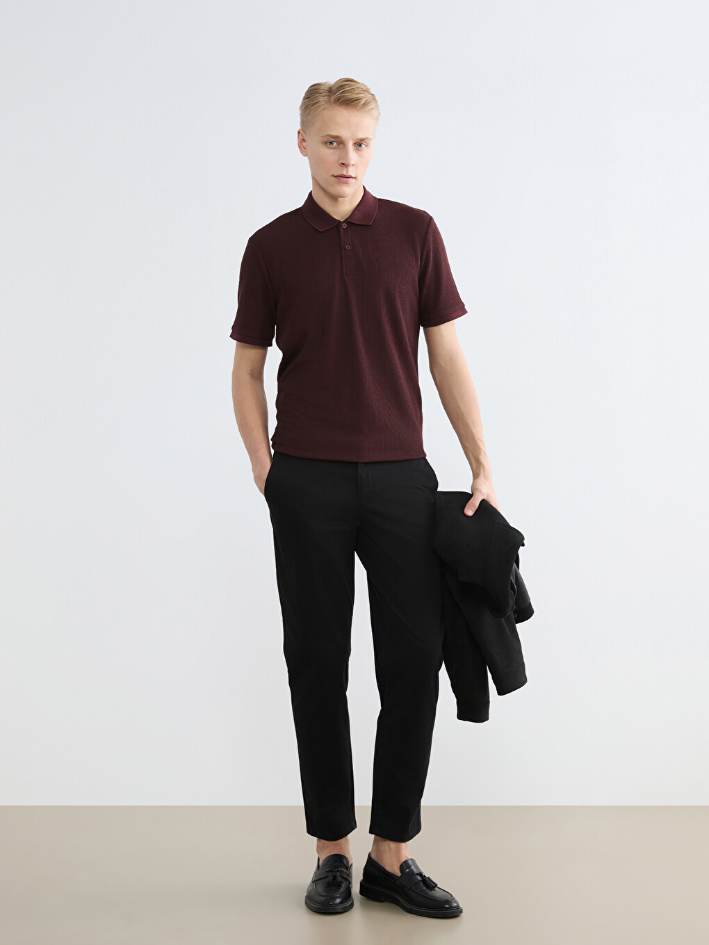 Standard Fit Dobby Fabric Men's Trousers