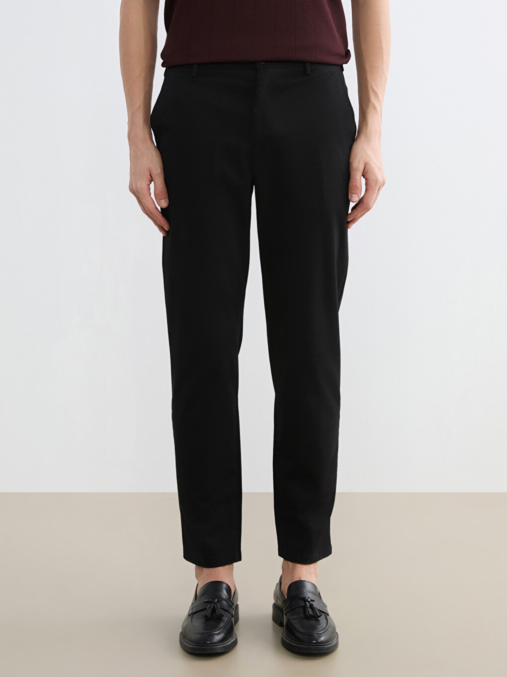 Standard Fit Dobby Fabric Men's Trousers-1